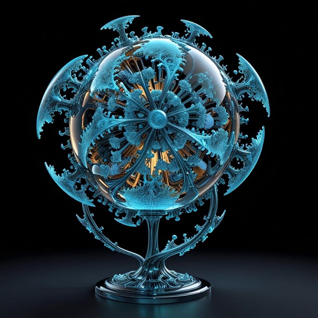 Abstract Mathematical Spaceship Rendered with Complex Formul...