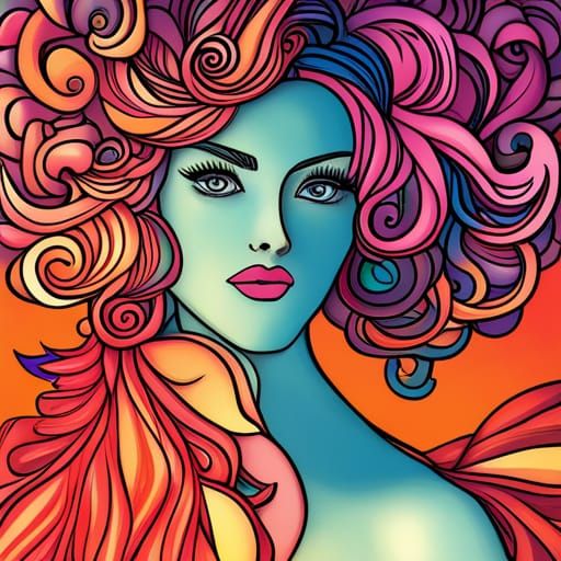 October Woman in Manga Pop Art Style