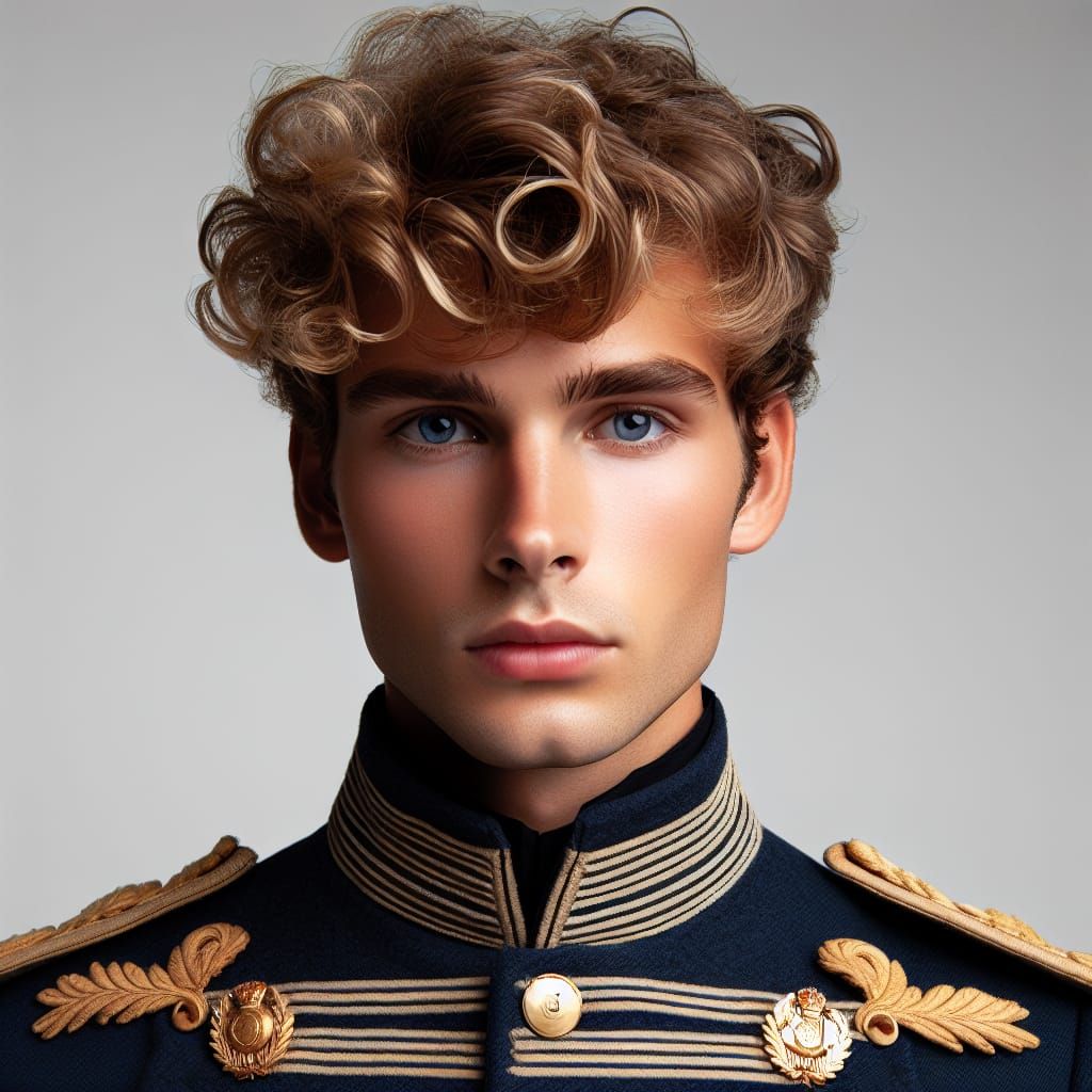 Dashing Young Officer in Regency-Era Navy Uniform