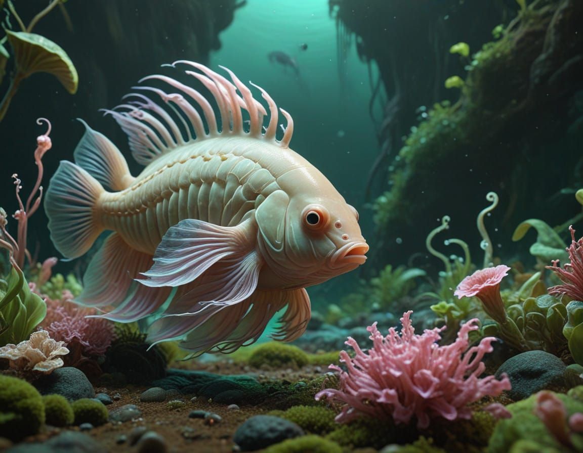 Fantastical Arowana in a Whimsical Underwater Realm