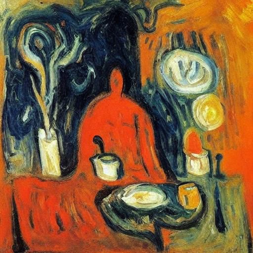 Expressionist Still Life: Rabbit, Knife and Orange