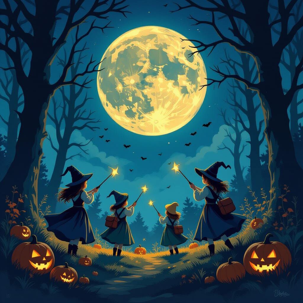 Hunter's Moon Rises Over Elmswood Before Halloween