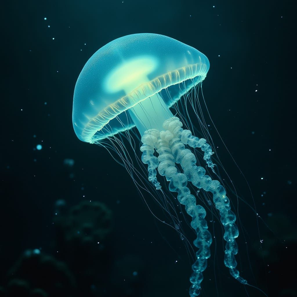 Bioluminescent Jellyfish Illuminates Deep Sea Trench