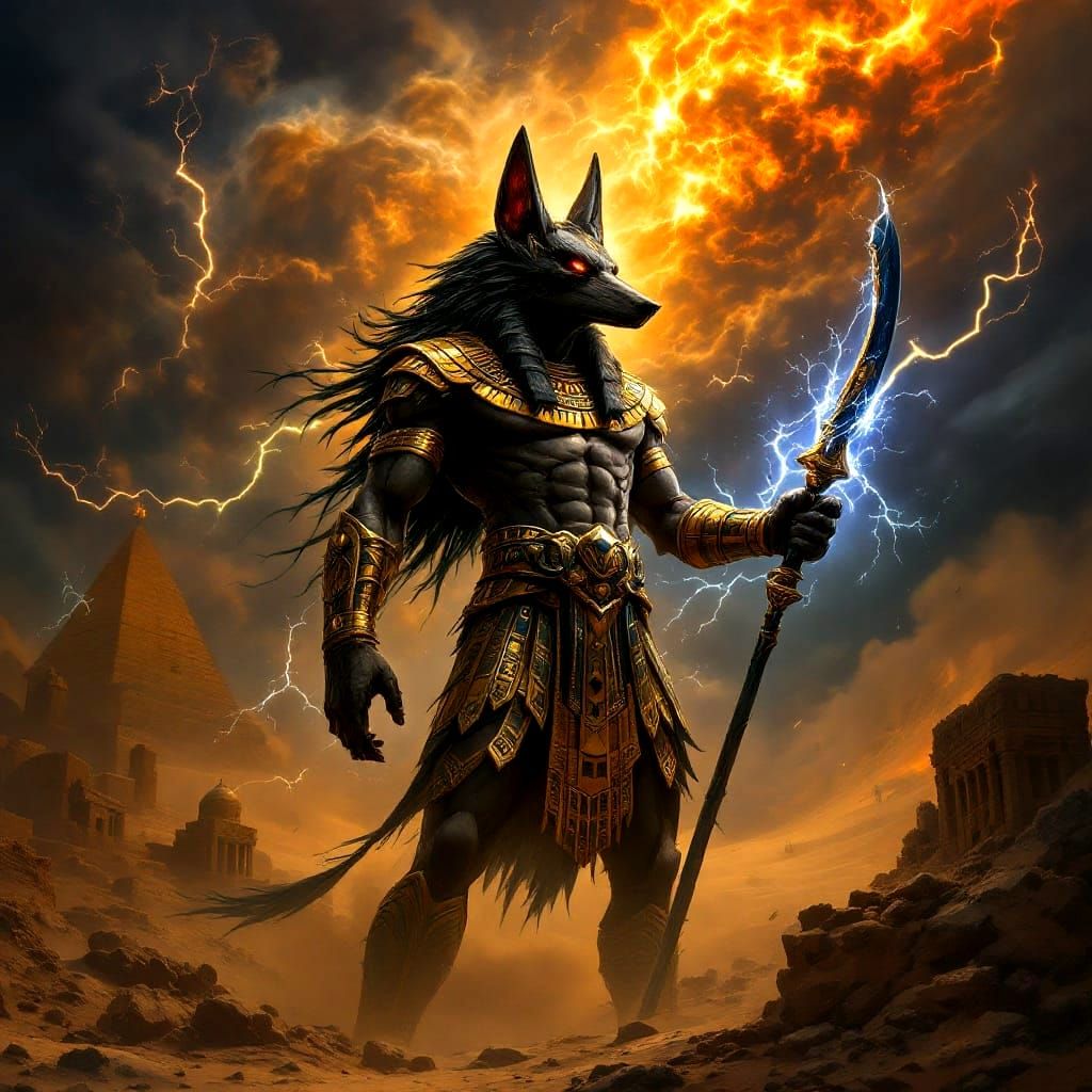 Egyptian God Set in Stormy Desert