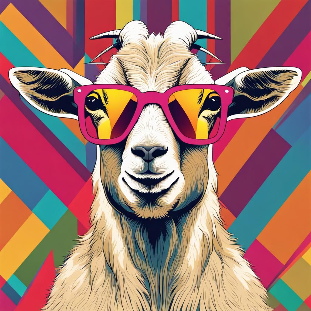 Goat in Sunglasses: Pop Art Screen Print