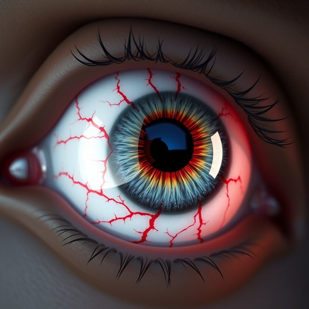 Hyper-Realistic, High-Contrast Eye in Coffee Grey Eyelid