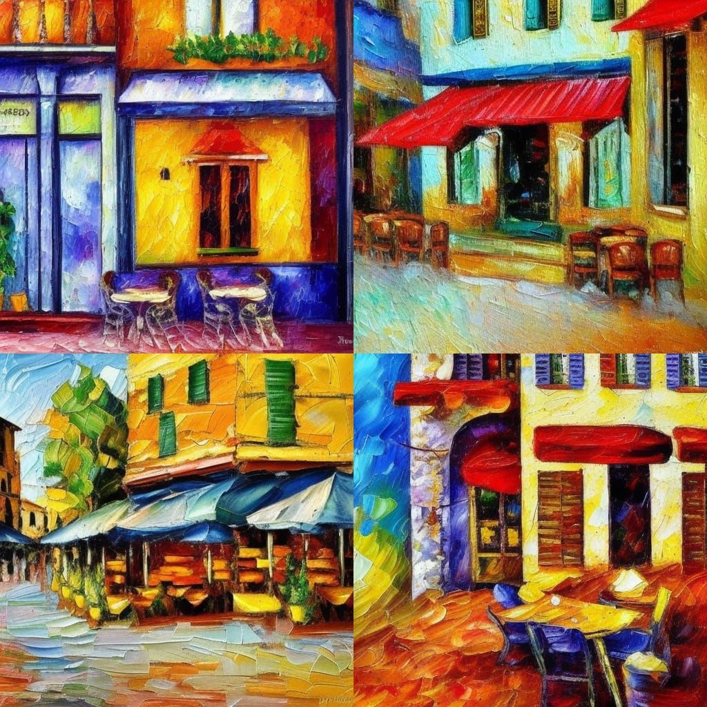 Italian Cafe in Expressionist Impasto Style