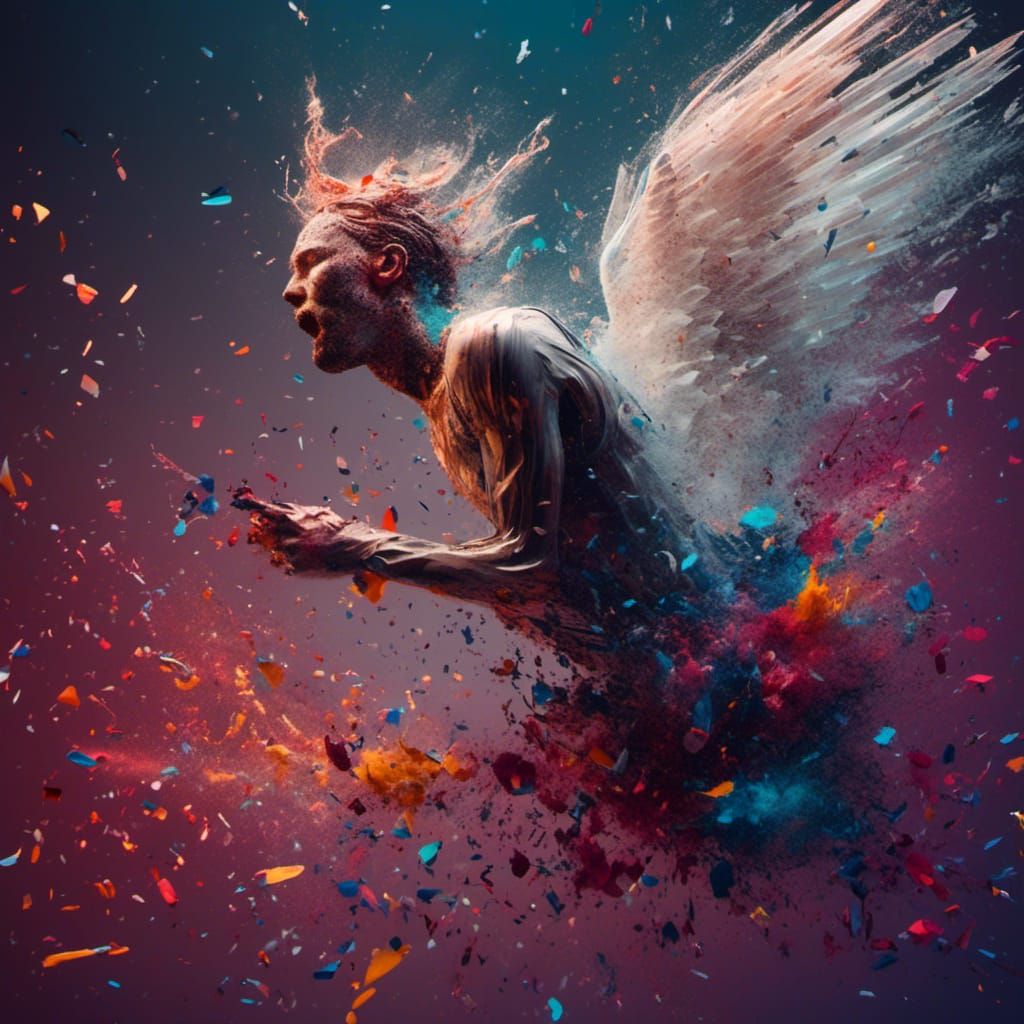 Dramatic Portrait of a Falling Angel