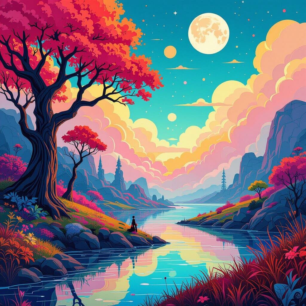 Whimsical Dreamscape with Intricate Patterns