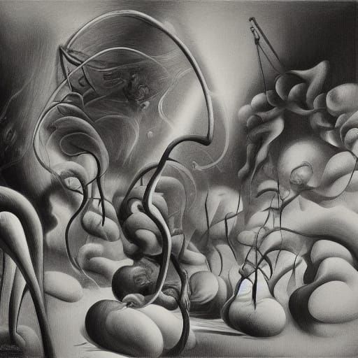 Surrealist Oil Painting of Mindscape Contemplation
