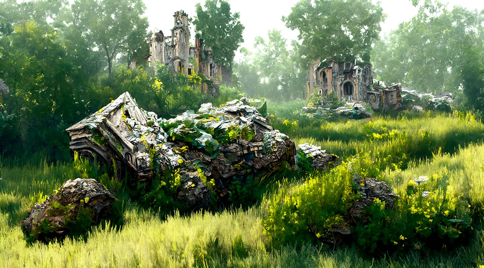 Sinister Medieval Castle Ruins: Hyperdetailed Digital Art