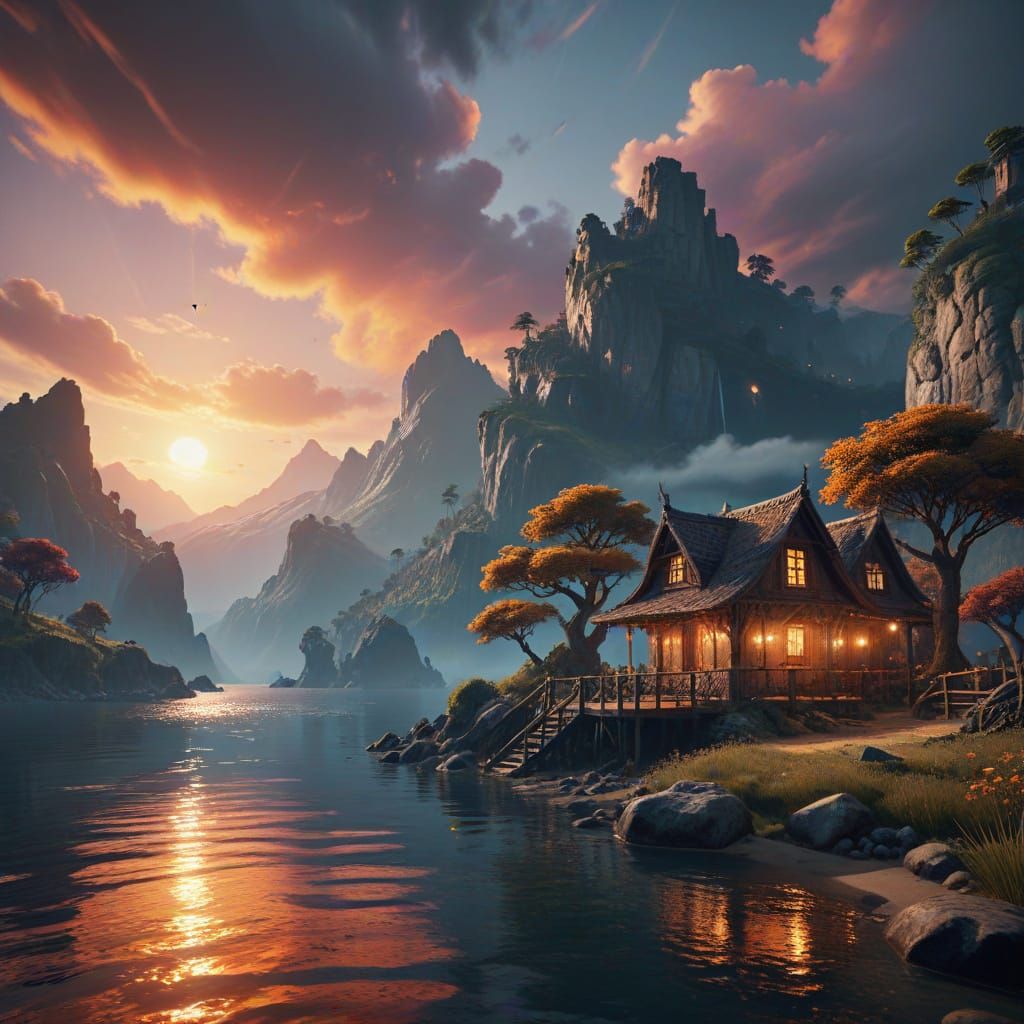 Surreal Sunset Masterpiece in Vibrant HDR Style