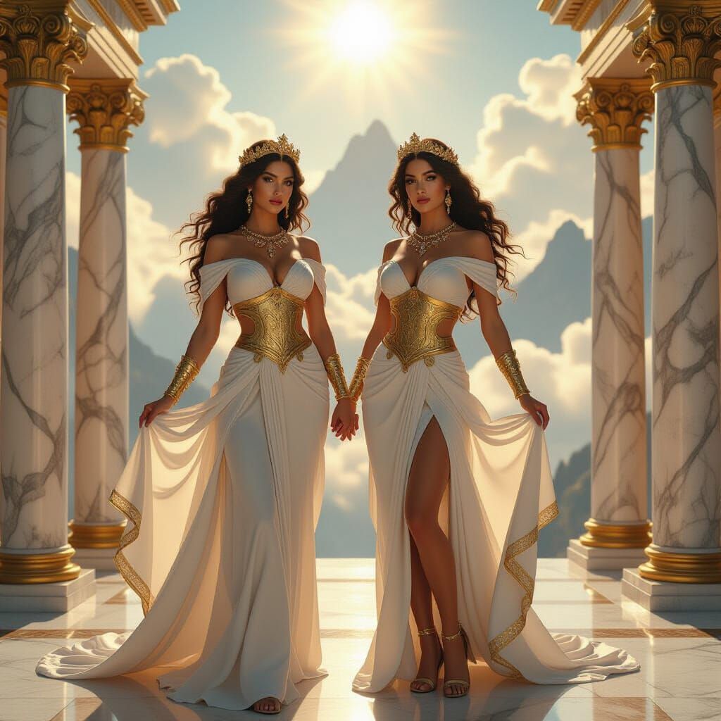 Majestic Greek Goddesses on Mount Olympus