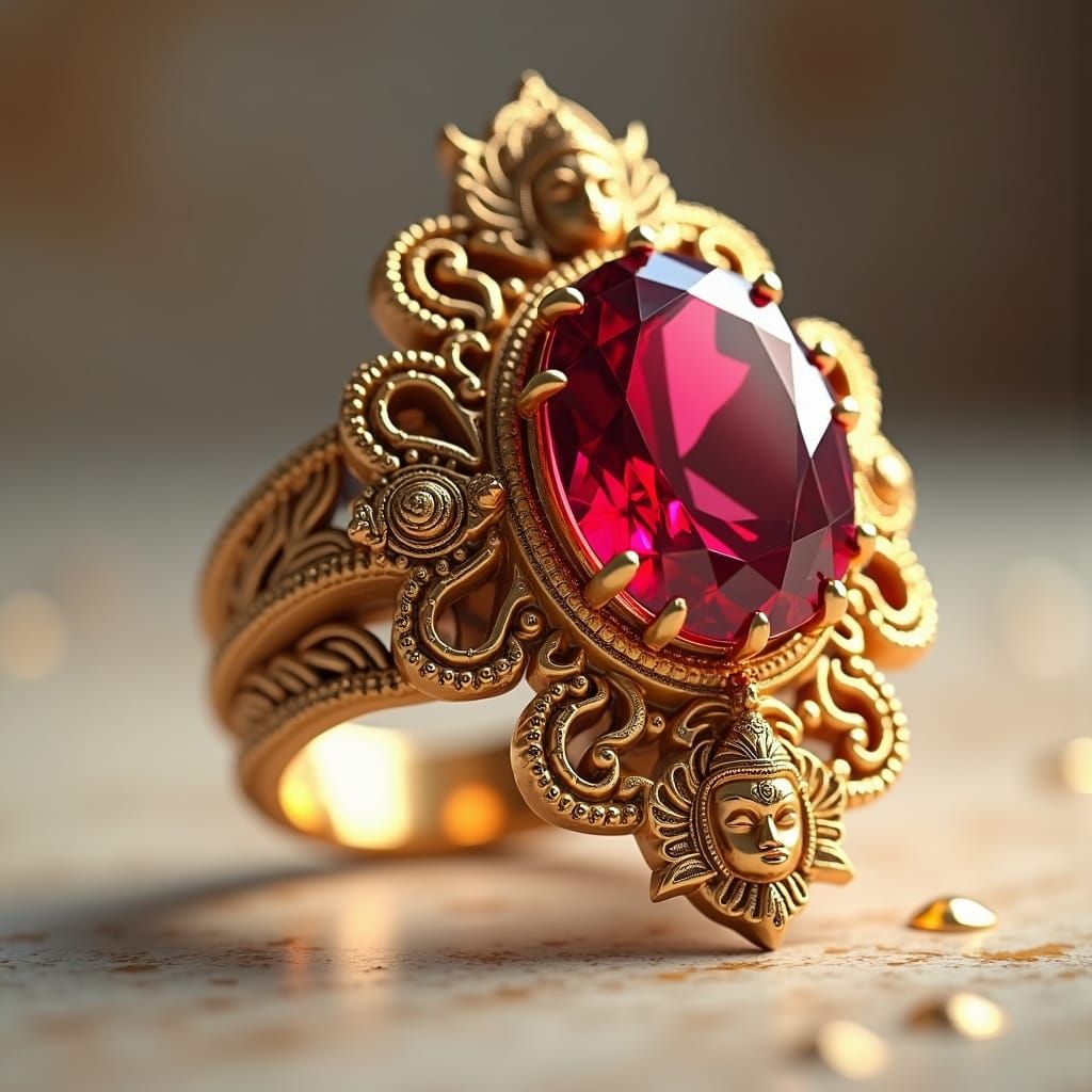 Durga Maa Ring: Regal Design in 3D Game Style