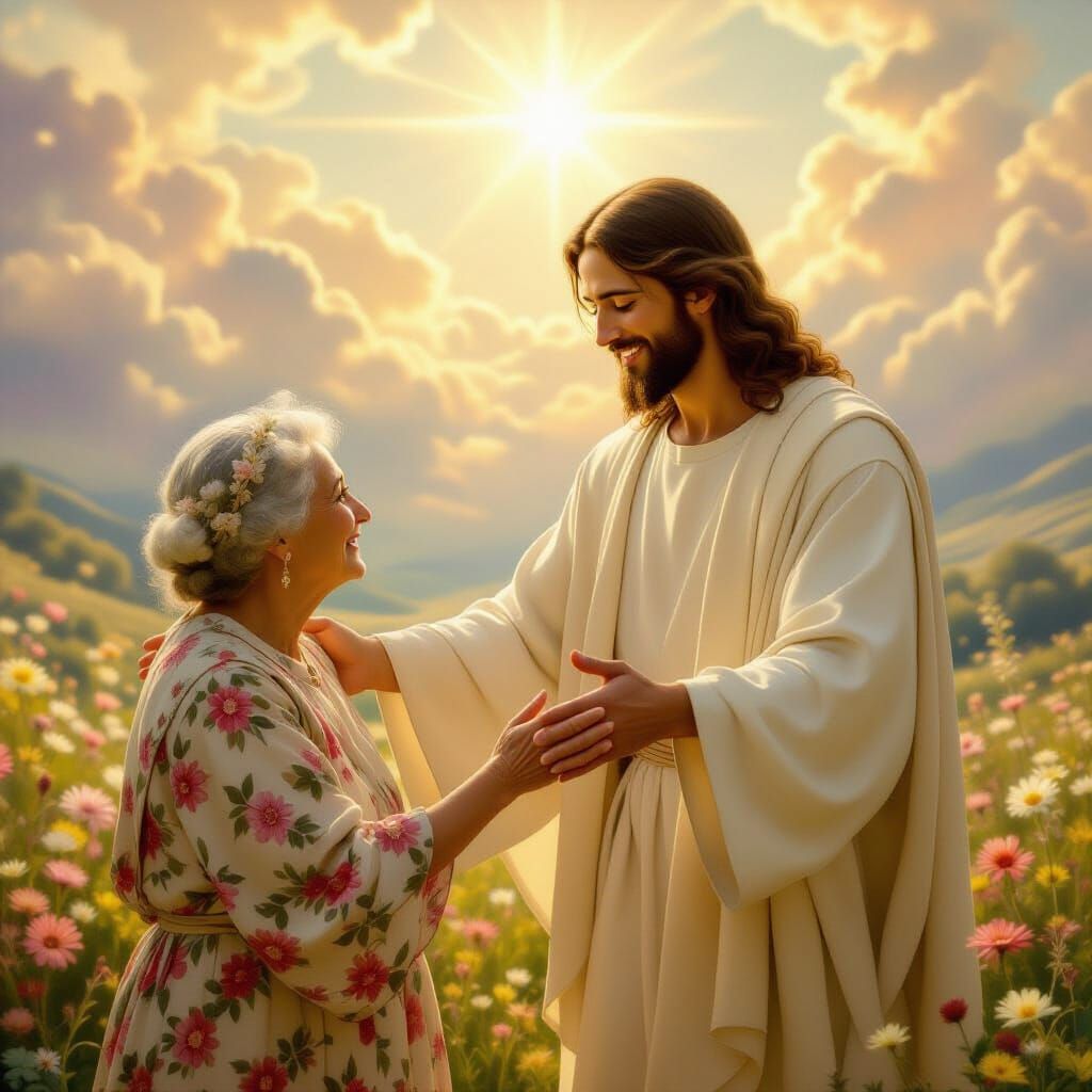 Jesus Welcomes Grandmother to Heavenly Kingdom in Neo-Classi...