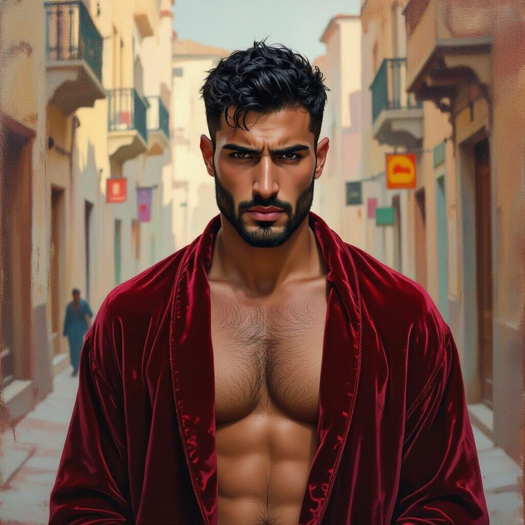 Brooding Man in City Street: An Impressionist Portrait