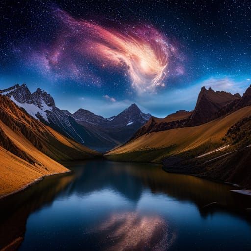 Spinning Stars Reflect on Lake at Night