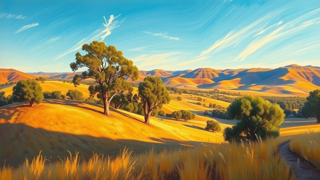 Australian Impressionist Landscape in Warm Golden Light