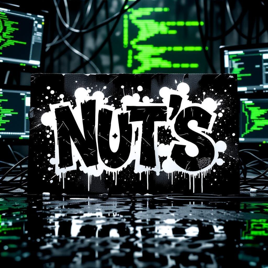 Gritty Graffiti Text "NUT'S" on Concrete Wall