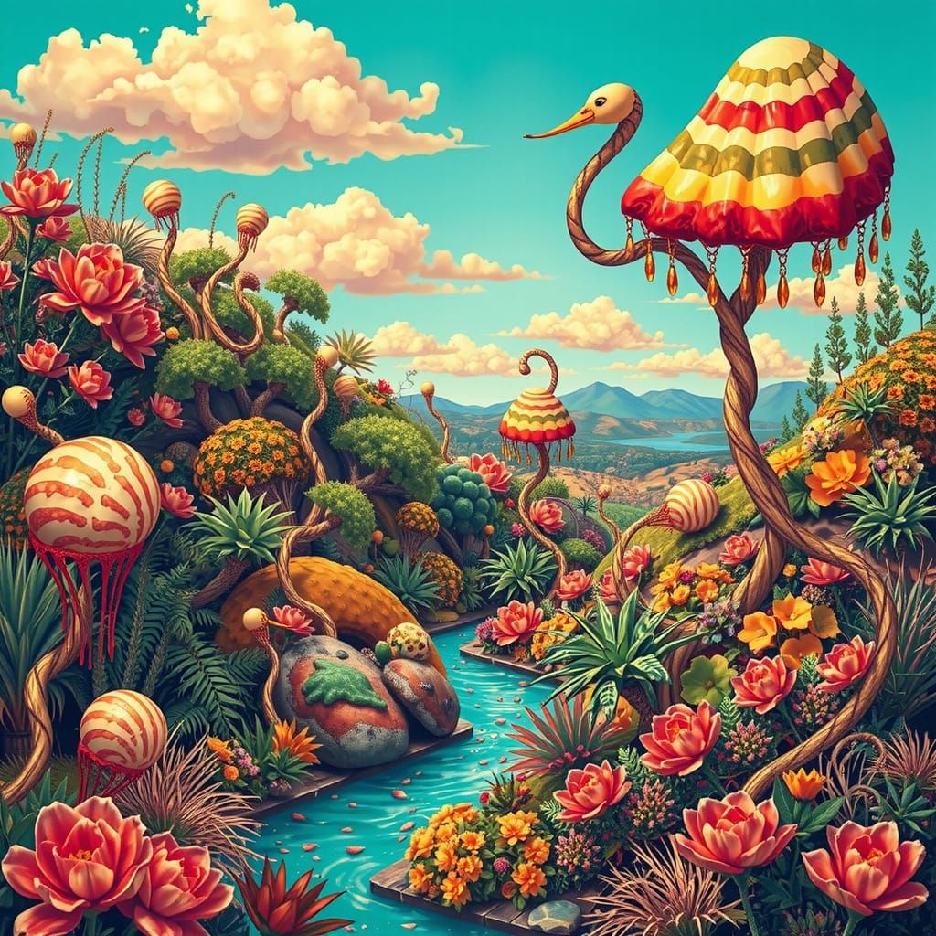 Abstract Swirling Gelato Colors with Bold Stripes