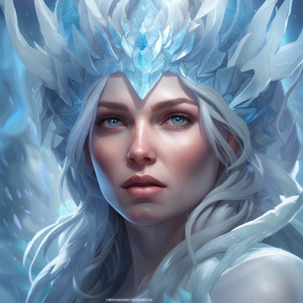 Ice Goddess Portrait in Hyperdetailed Concept Art