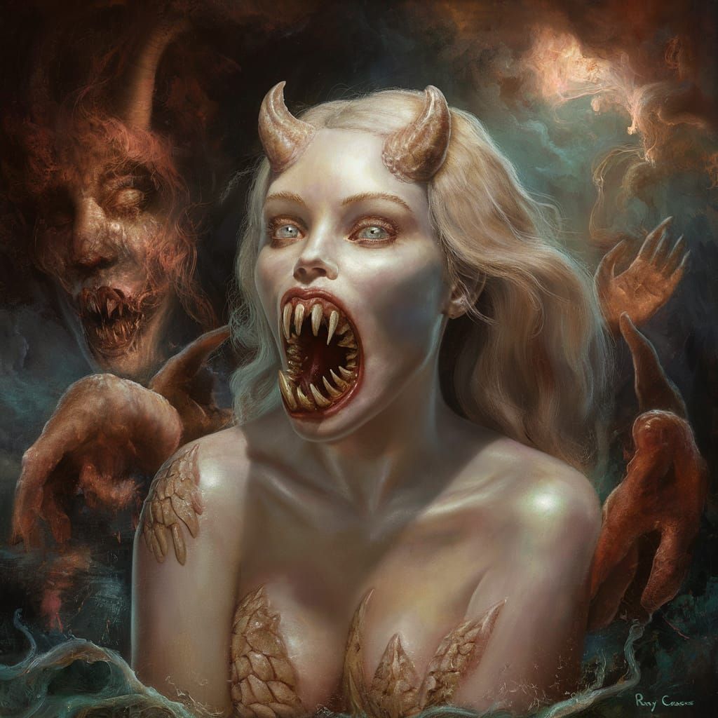 Surreal Siren with Demonic Features, Ray Caesar Style