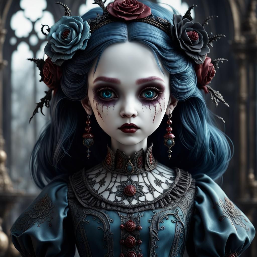 Detailed Gothic Porcelain Doll Concept Art