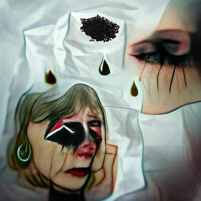 Melancholy Portrait: Black Tears of Unspoken Grief