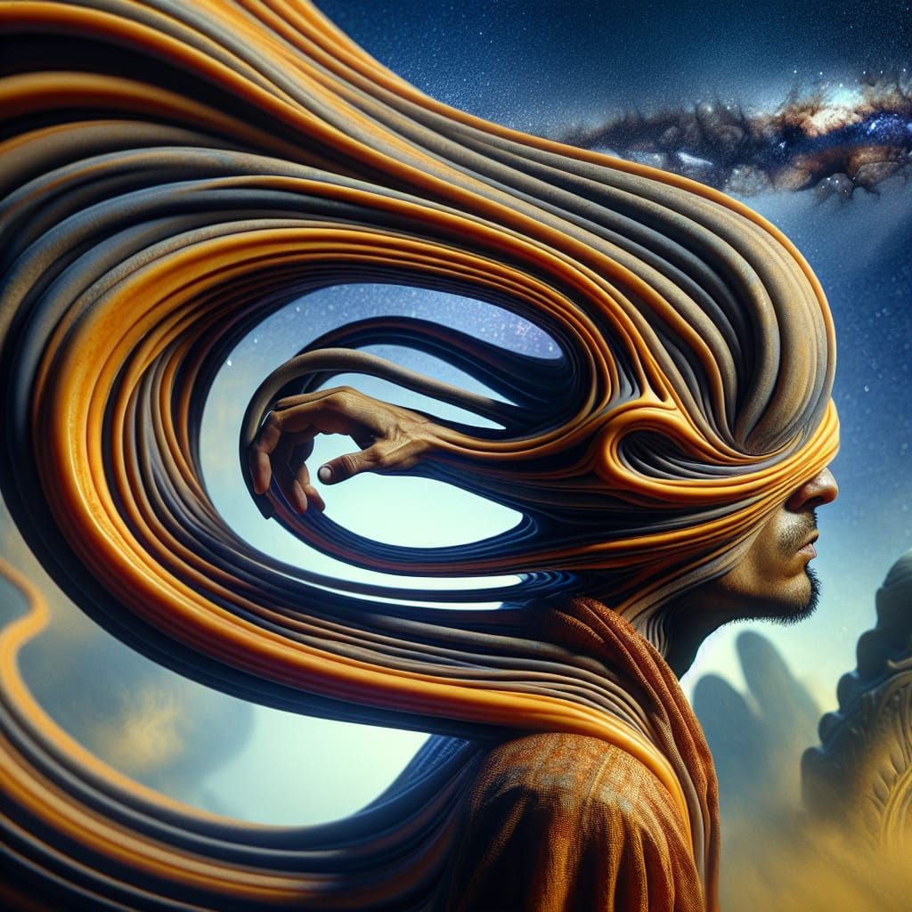 Surreal South Asian Woman With Distorted Taffy-Like Head