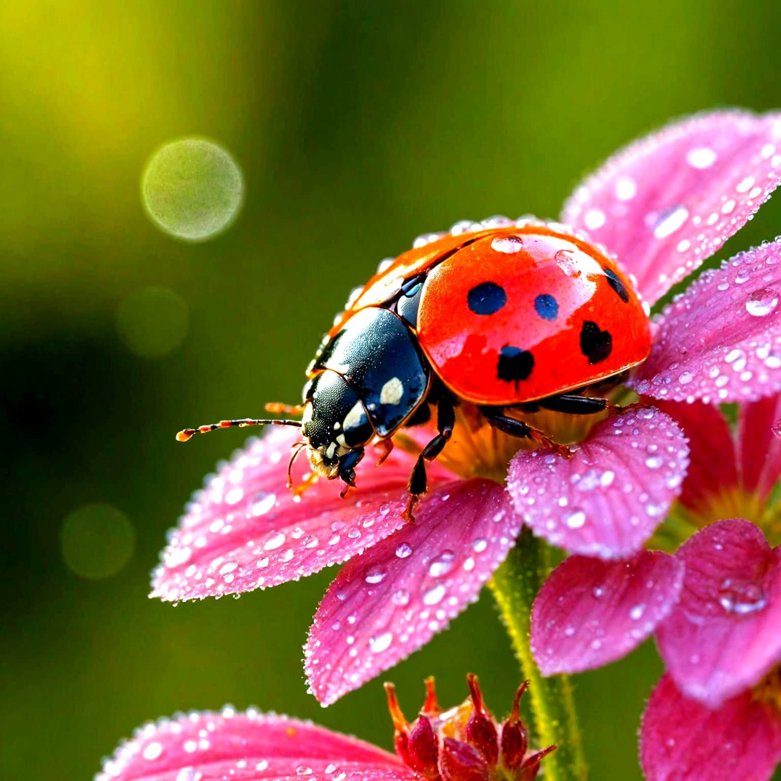 Pink Flower with Ladybug