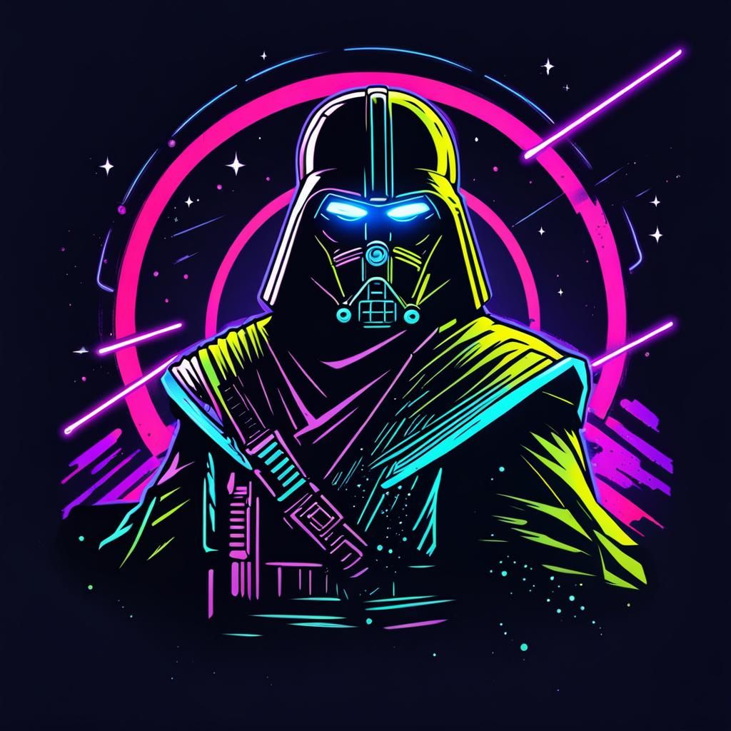 Neon Retro Jedi Knight in Space