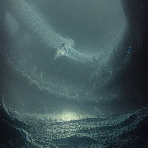 Leviathan Rising: A Horror Scene in Doré Style