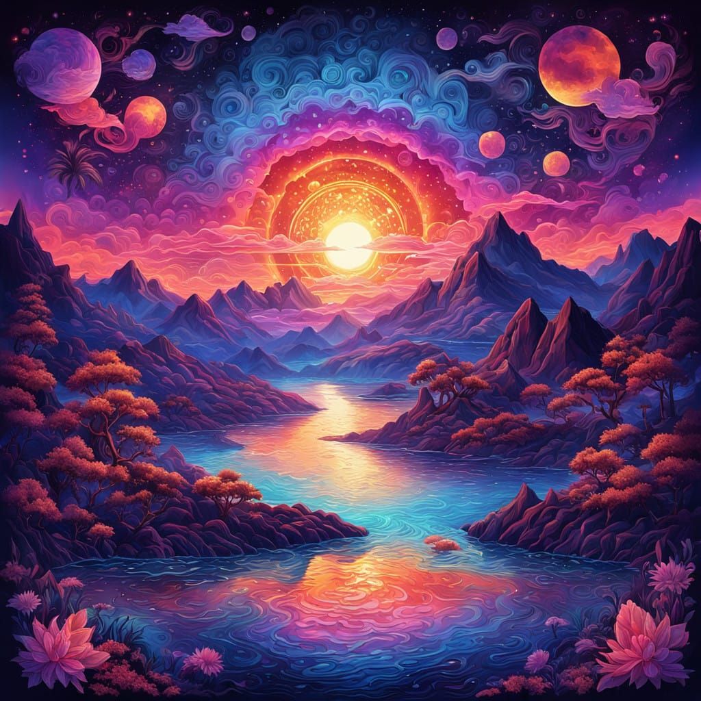 Surreal Sunset on Cosmic Horizon in Holographic Style