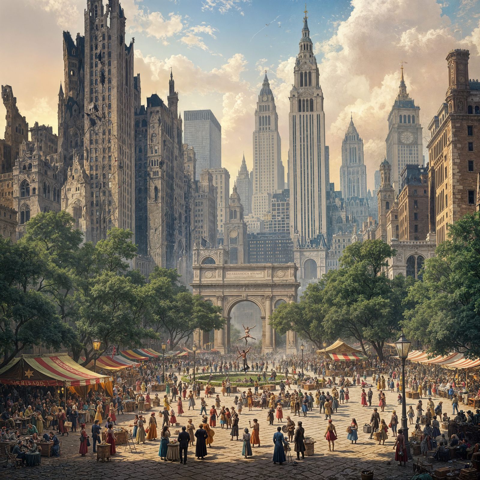 Post-Apocalyptic Medieval Market in Primitivism Style