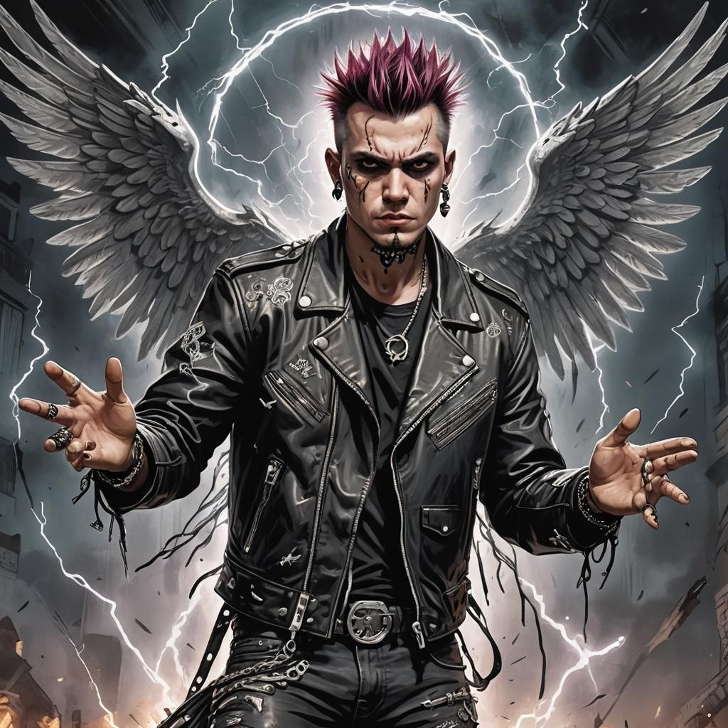 Angelic Punk Biker Battles Demons with Energy
