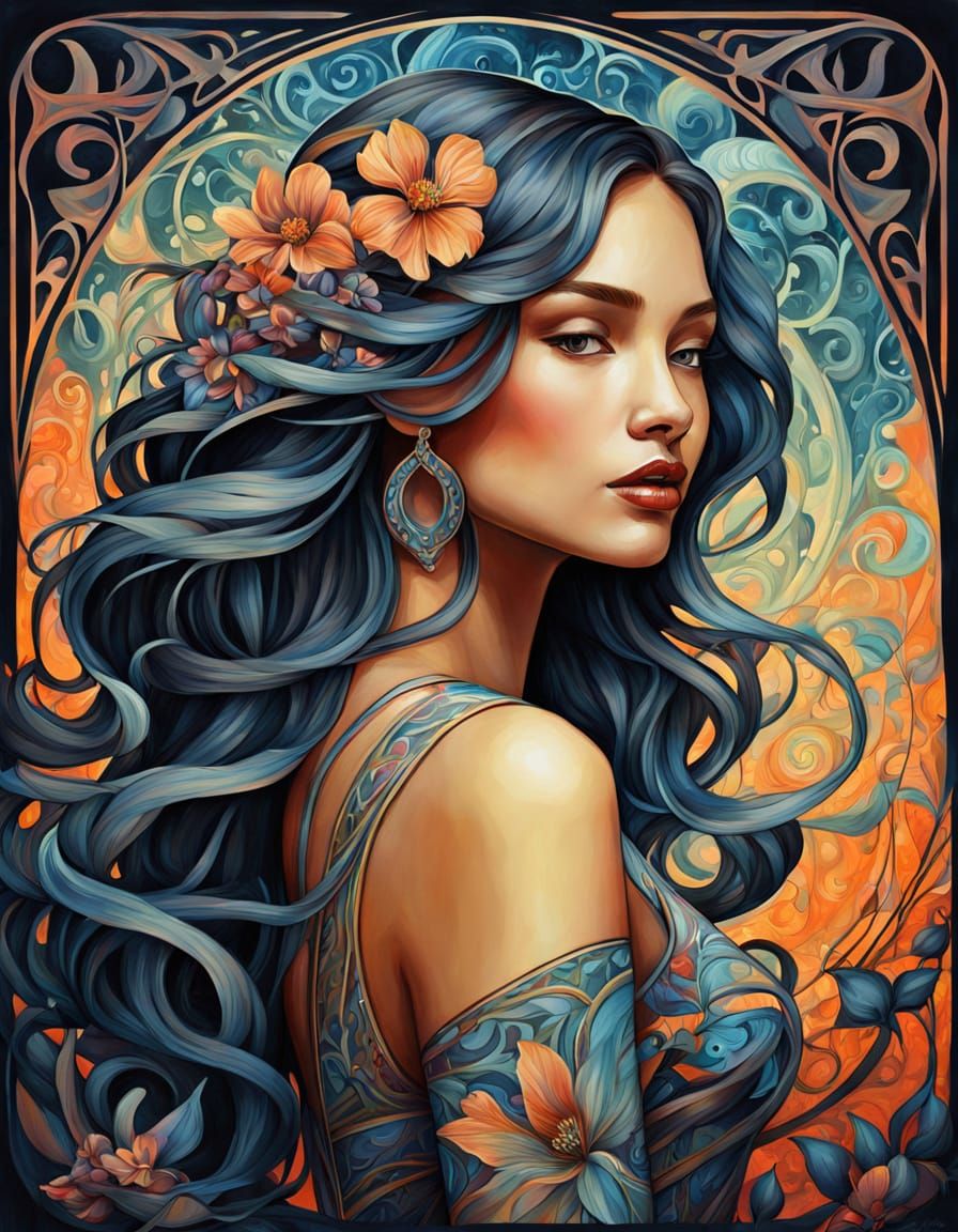 Woman in Art Nouveau Style