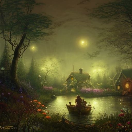 Cottagecore Mushroom Home Under Starry Night