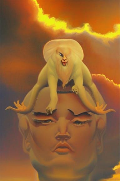 Siamese God in Heaven: Oil Painting Style