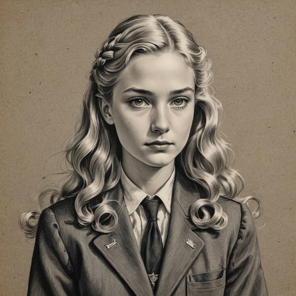 Teenage Girl Criminal Suspect Card: Charcoal Drawing