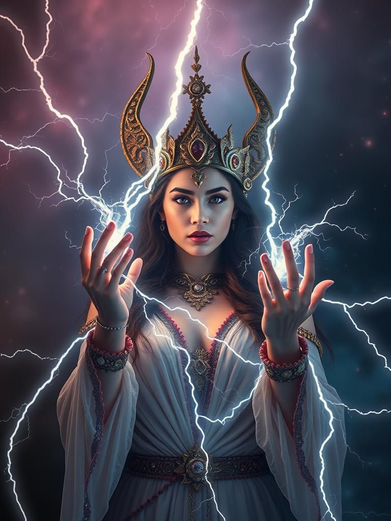 Goddess of Lightning in a Fantasy Landscape