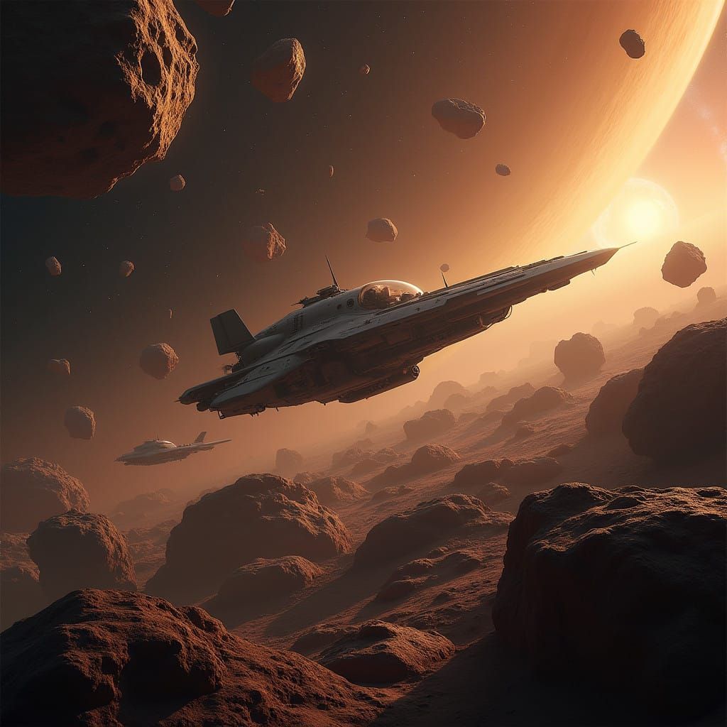 Spacecraft Navigate Asteroid Belt Mining Operation in Futuri...