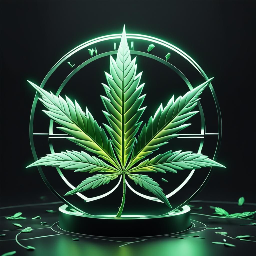 Detailed 3D Cannabis Logo in Anime Style