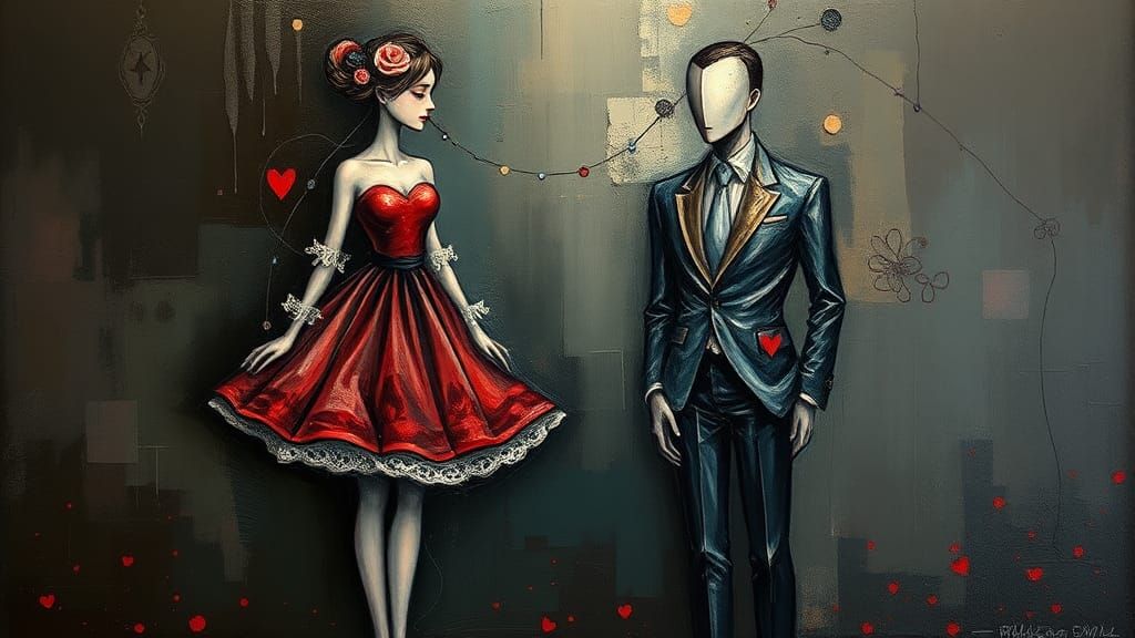 Abstract Figures Merge in Vibrant Impasto Painting