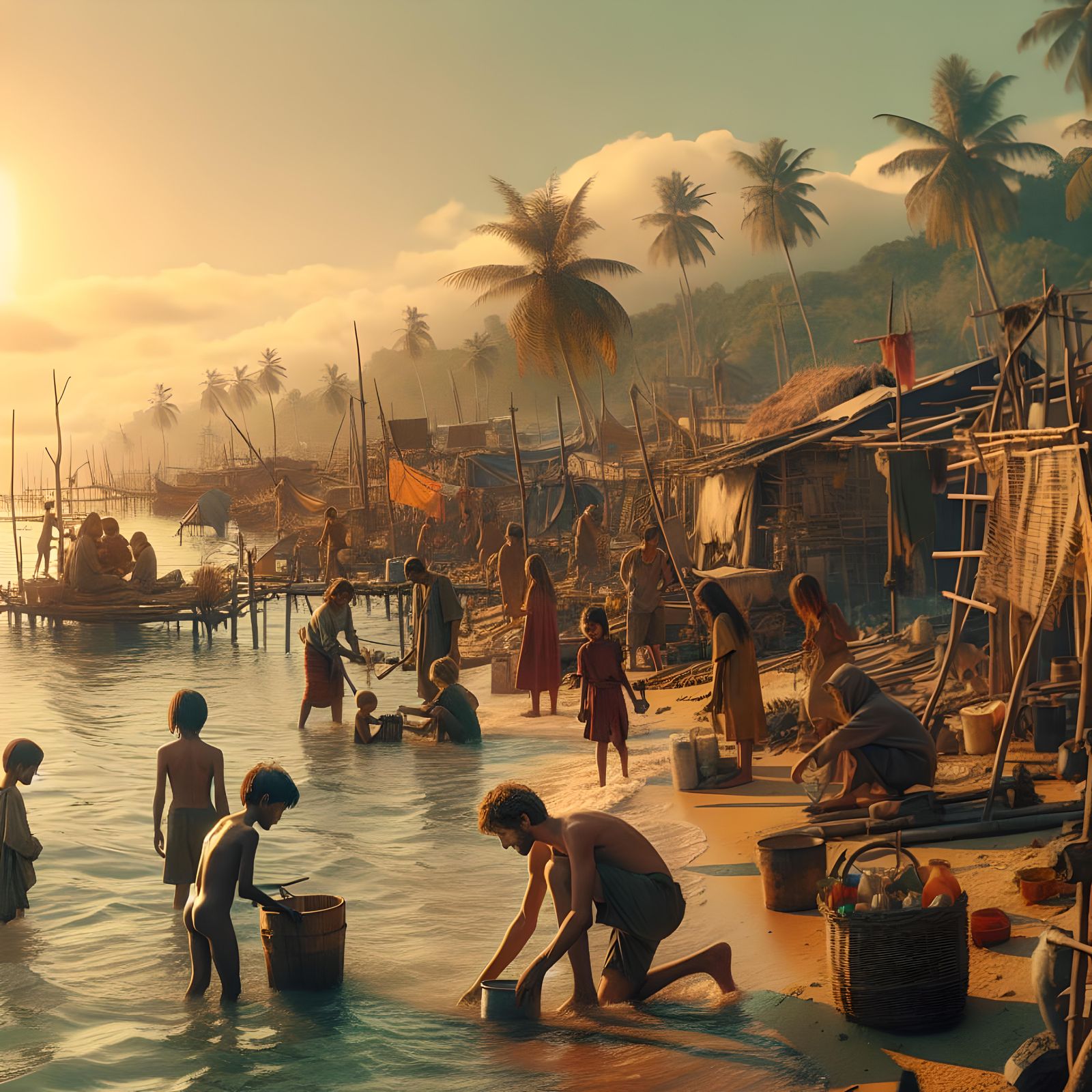 Post-Apocalyptic Tropical Village Rebuilt By Youth