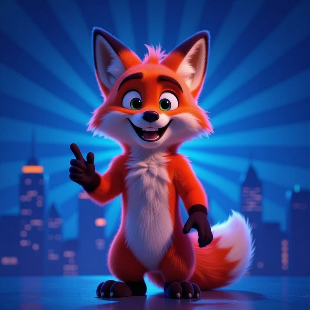 Neon Fox Character in Vibrant Night City