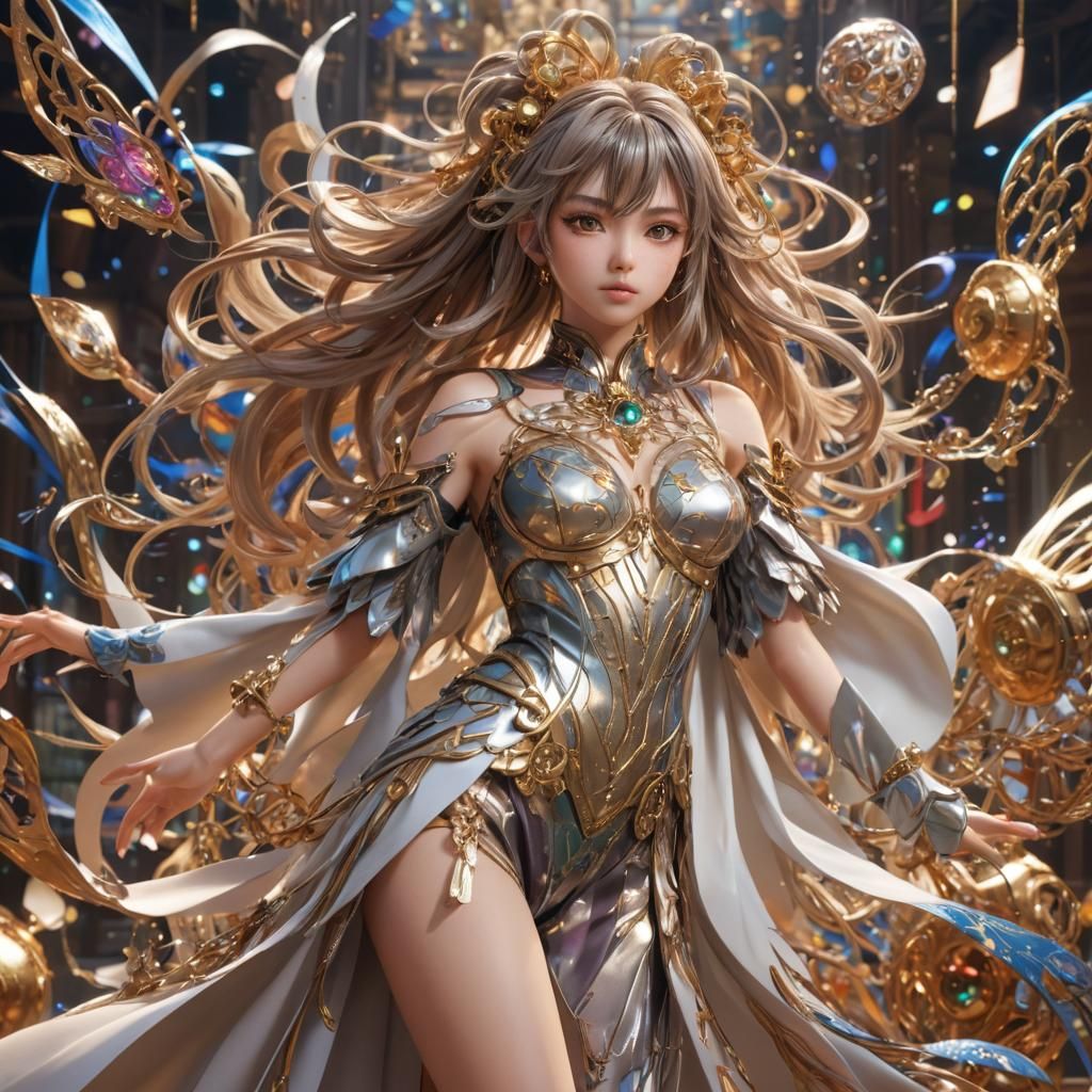 Anime Girl with Flowing Hair in 3D Anime Art