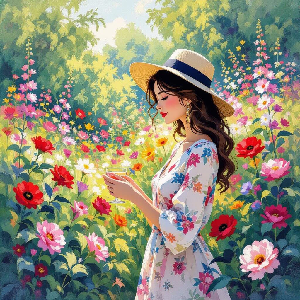 Lush Garden Florals as Impressionist Digital Art