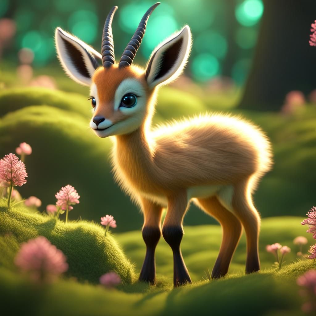 Adorable Baby Springbok in Dreamy Forest