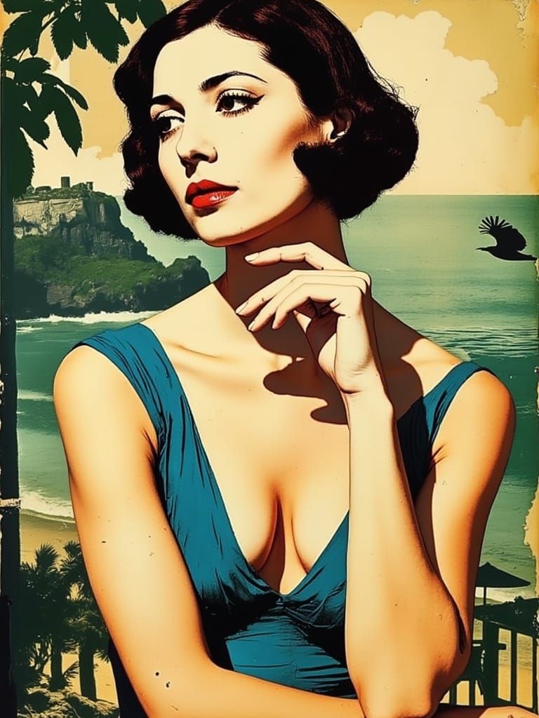 Dramatic Pop Art Portrait of a Tropical Goddess in Balenciag...