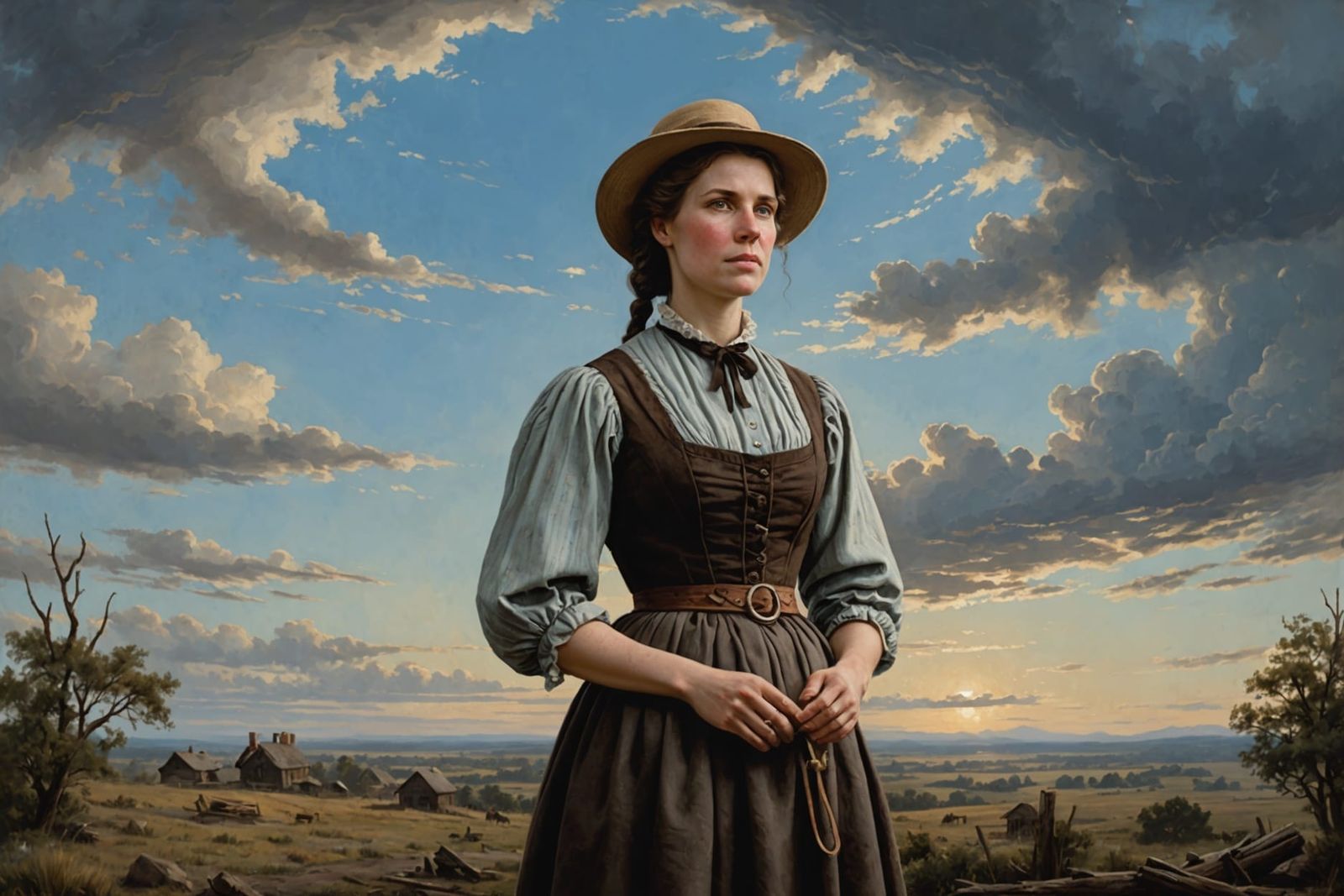 Pioneer Woman in Maximalist Digital Matte Painting